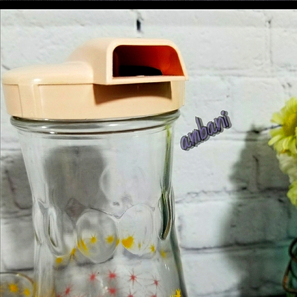 Juice Carafe, 1950s Atomic Starburst with Pale Pink Flap Lid⚡️ - Picture 4 of 7